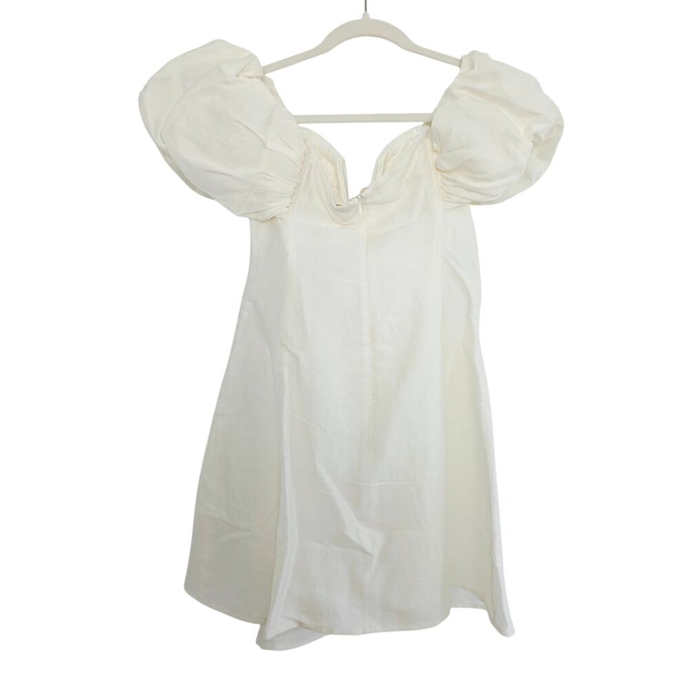Cult Gaia Lissett Mini Dress Off White Cream Puffy Sleeve Fit & Flare Medium - Picture 5 of 11